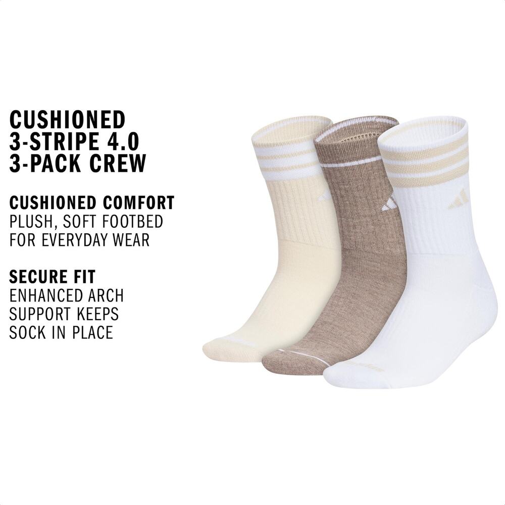 Adidas 3-Pack Women’s Cushioned Crew Socks Medium - Arch Compression Climacool - Picture 3 of 5